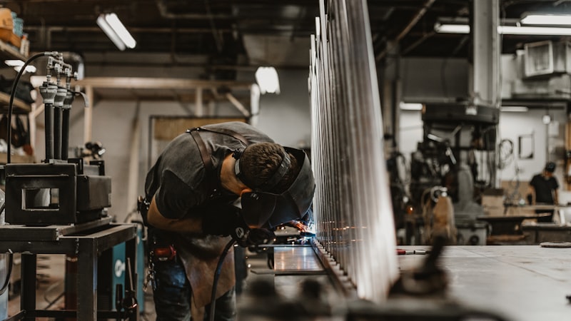 Metal fabrication work in a machine shop