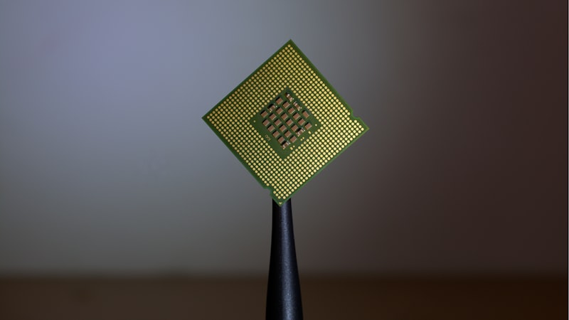 Computer processor chip close-up