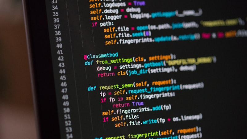 Source code on a developer screen
